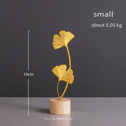 4Nordic Golden Auspicious Leaf Craft Sculpture Ornamental Decoration For Living Room Coffee Table Mantelpiece Trendy Home Decor Accessories3937946108145