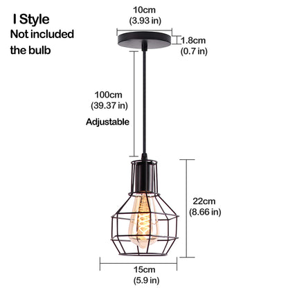 Modern Nordic Geometric Iron Cage LED Ceiling Light Pendants Lamps Classic Retro Industrial Lighting For Living Room Dining Room Trendy Pendant Lighting