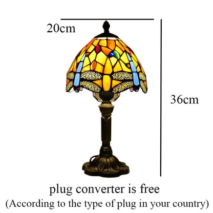 Mediterranean Tiffany Art Table Lamp - Stained Sea Glass Lampshade for Bedside, Bedroom, and Study Room Creative Interior Lighting