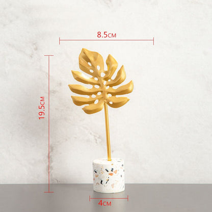 Nordic Golden Auspicious Leaf Craft Sculpture Ornamental Decoration For Living Room Coffee Table Mantelpiece Trendy Home Decor Accessories