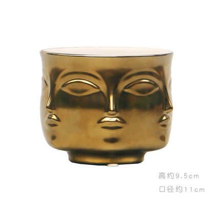 Nordic Creative White Ceramic Face Vase - Decorative Minimalist Tabletop Coffee Table Vase for Green Leaves & Simple Flowers