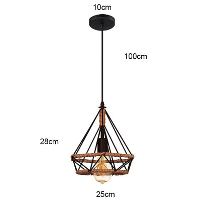 Modern Nordic Geometric Iron Cage LED Ceiling Light Pendants Lamps Classic Retro Industrial Lighting For Living Room Dining Room Trendy Pendant Lighting
