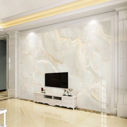 Modern Beige Marble Wall Covering For TV Background Customizable Size Textured Relief Wall Mural For Contemporary Home Decor