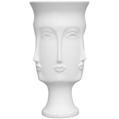 Nordic Creative White Ceramic Face Vase - Decorative Minimalist Tabletop Coffee Table Vase for Green Leaves & Simple Flowers
