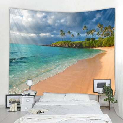 Lush Tropical Islands Landscape Tapestry Wall Decoration For Living Room Bedroom Inspiring Dream Travel Exotic Getaway Beach Palm Trees Seascape Pictures Of Calm For Creative Home Decor