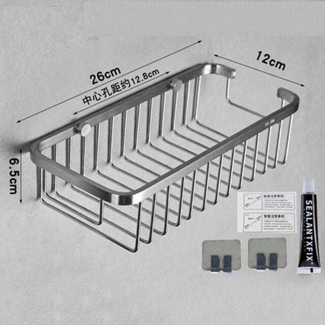 Brushed Stainless Steel Bathroom Racking Cosmetic Shelf For Washroom Shower Room Shampoo Basket Shelving Rack