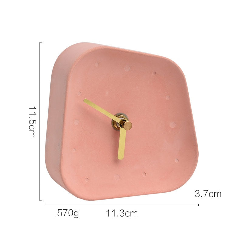 Nordic Geometry Shaped Cement Table Clock - A Stylish and Functional Addition to Your Coffee Table or Office Desktop