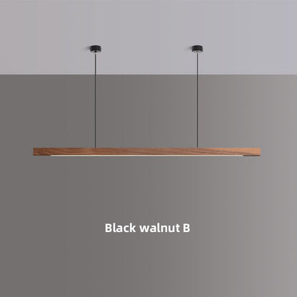 Modern Solid Wood Beam LED Pendant Light Fixture Sleek Minimalist Linear Lighting For Dining Room Table Kitchen Island Centrepiece Lighting