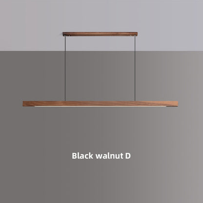 Modern Solid Wood Beam LED Pendant Light Fixture Sleek Minimalist Linear Lighting For Dining Room Table Kitchen Island Centrepiece Lighting