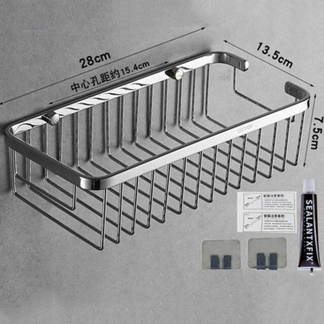 Brushed Stainless Steel Bathroom Racking Cosmetic Shelf For Washroom Shower Room Shampoo Basket Shelving Rack