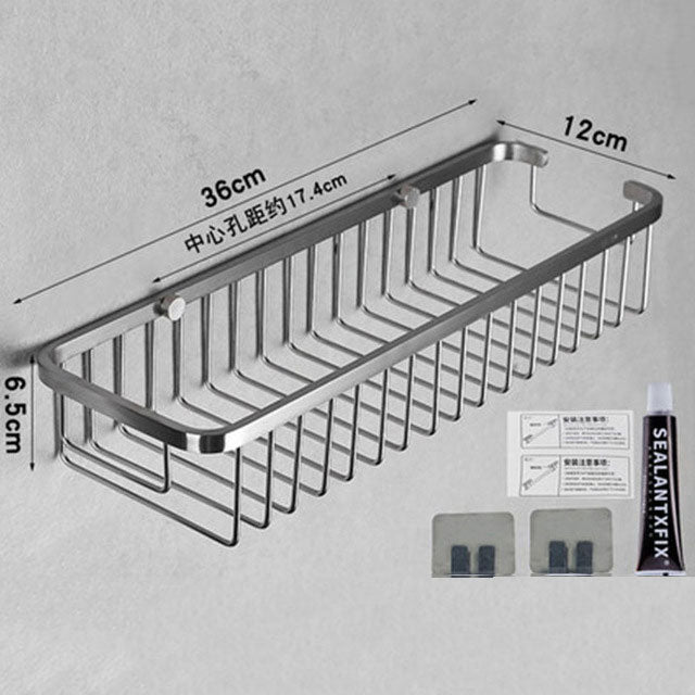 Brushed Stainless Steel Bathroom Racking Cosmetic Shelf For Washroom Shower Room Shampoo Basket Shelving Rack