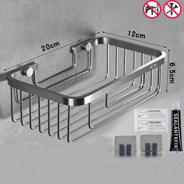 Brushed Stainless Steel Bathroom Racking Cosmetic Shelf For Washroom Shower Room Shampoo Basket Shelving Rack