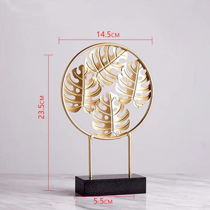 Nordic Golden Auspicious Leaf Craft Sculpture Ornamental Decoration For Living Room Coffee Table Mantelpiece Trendy Home Decor Accessories