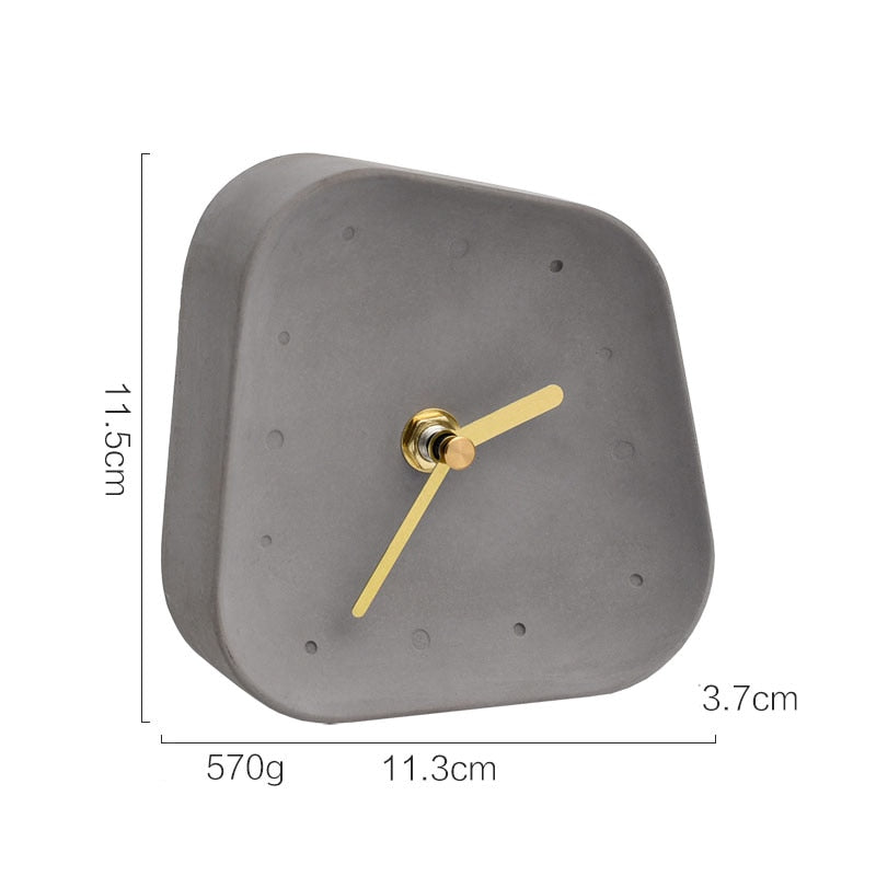 Nordic Geometry Shaped Cement Table Clock - A Stylish and Functional Addition to Your Coffee Table or Office Desktop