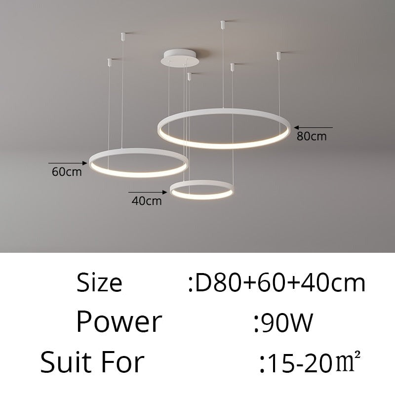 Contemporary Ring of Light LED Chandelier Suspended Circles Pendant Lights For Living Room Dining Room Reception Foyer Lighting