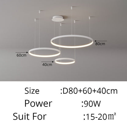 Contemporary Ring of Light LED Chandelier Suspended Circles Pendant Lights For Living Room Dining Room Reception Foyer Lighting