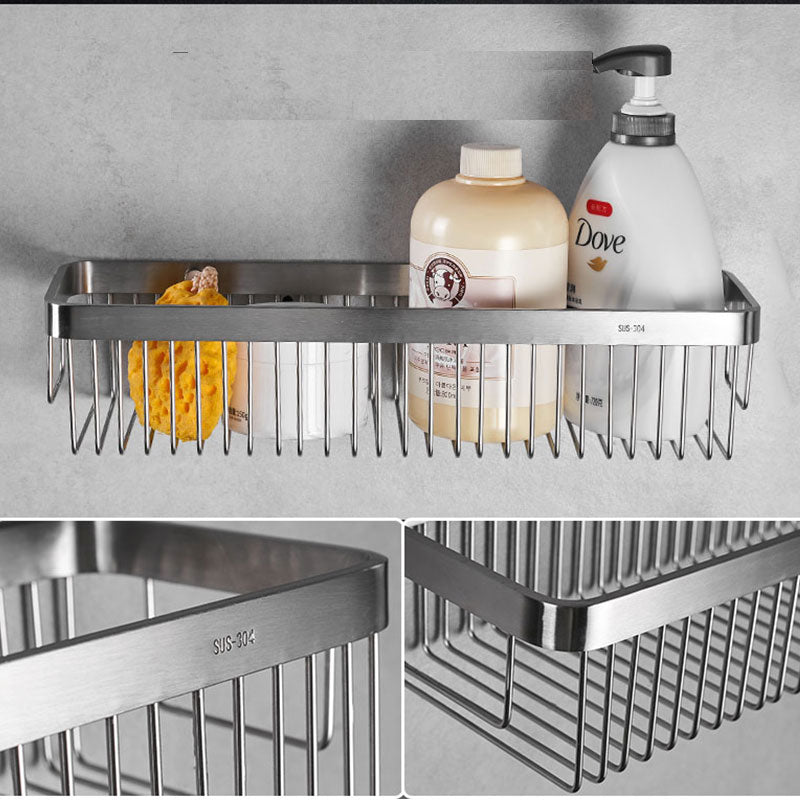 Brushed Stainless Steel Bathroom Racking Cosmetic Shelf For Washroom Shower Room Shampoo Basket Shelving Rack