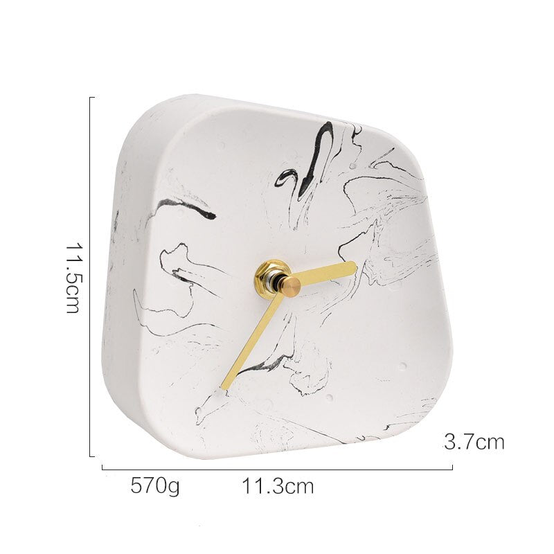 Nordic Geometry Shaped Cement Table Clock - A Stylish and Functional Addition to Your Coffee Table or Office Desktop