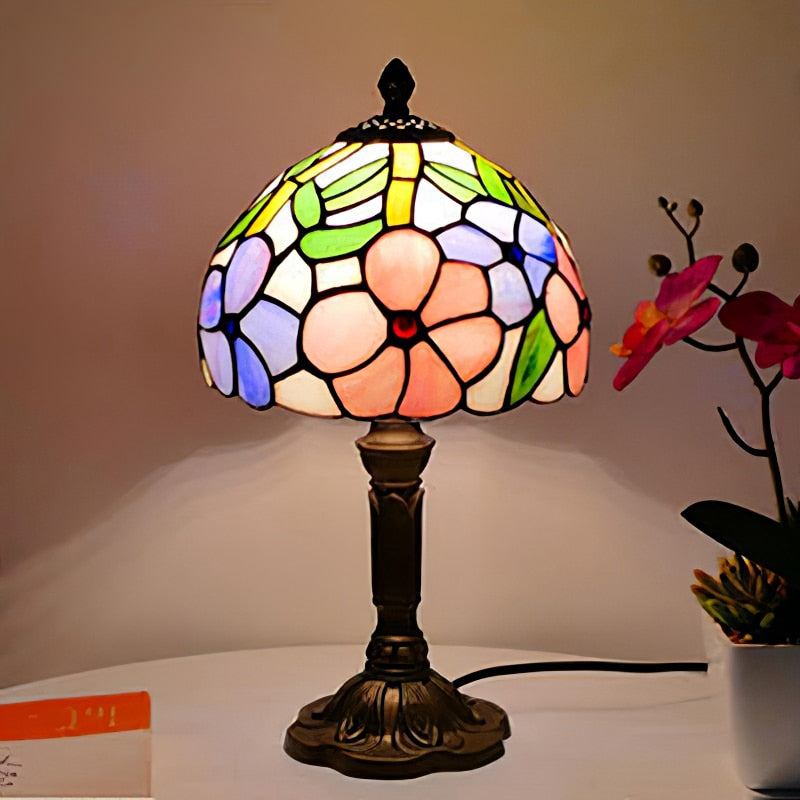 Mediterranean Tiffany Art Table Lamp - Stained Sea Glass Lampshade for Bedside, Bedroom, and Study Room Creative Interior Lighting