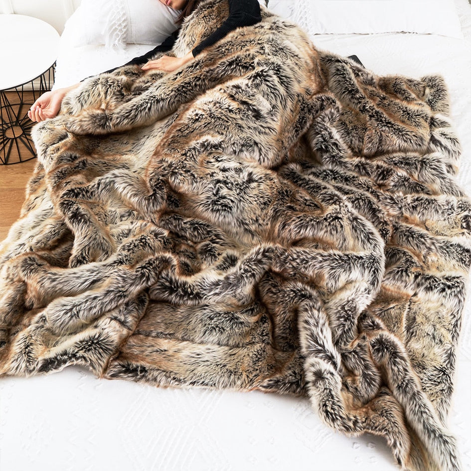 Luxury Soft Faux Fur Sofa Throw Thick Plush Furry Blanket For Bedroom Living Room Essential Winter Soft Furnishings Home Decor