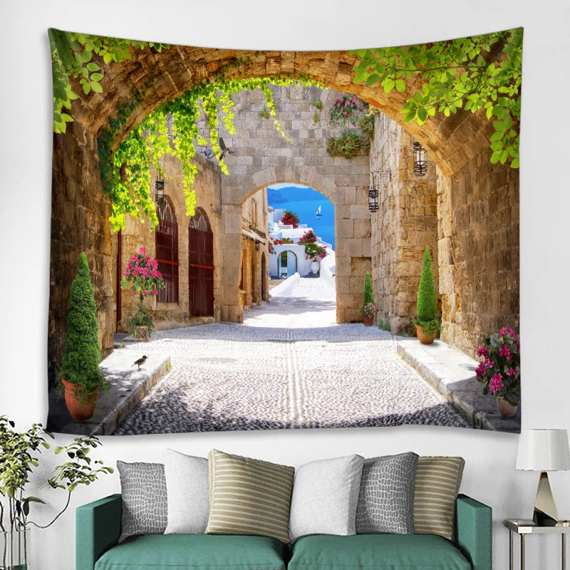 Exotic Natural Landscape Tapestry: Inspiring Waterfall Landscape and Forest Print - Bohemian Mandala Wall Decor with Calming Seascape Imagery