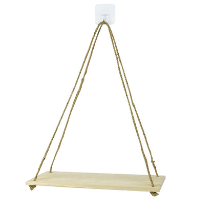 Nordic Hanging Rope Wall Mounted Floating Shelves Premium Wood Swing Plant Flower Pot Tray Scandinavian Home Decoration