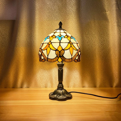Mediterranean Tiffany Art Table Lamp - Stained Sea Glass Lampshade for Bedside, Bedroom, and Study Room Creative Interior Lighting