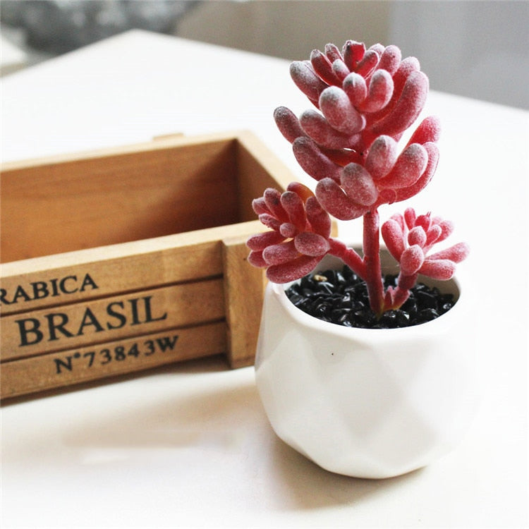 Lush Artificial Succulent Bonsai in Pots: A Maintenance-Free Touch of Green for Your Home or Office Desktop
