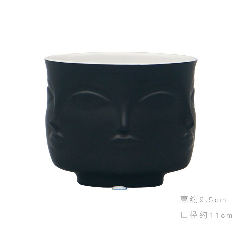 Nordic Creative White Ceramic Face Vase - Decorative Minimalist Tabletop Coffee Table Vase for Green Leaves & Simple Flowers