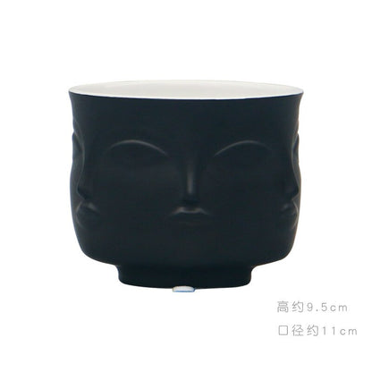 Nordic Creative White Ceramic Face Vase - Decorative Minimalist Tabletop Coffee Table Vase for Green Leaves & Simple Flowers