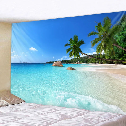 Lush Tropical Islands Landscape Tapestry Wall Decoration For Living Room Bedroom Inspiring Dream Travel Exotic Getaway Beach Palm Trees Seascape Pictures Of Calm For Creative Home Decor