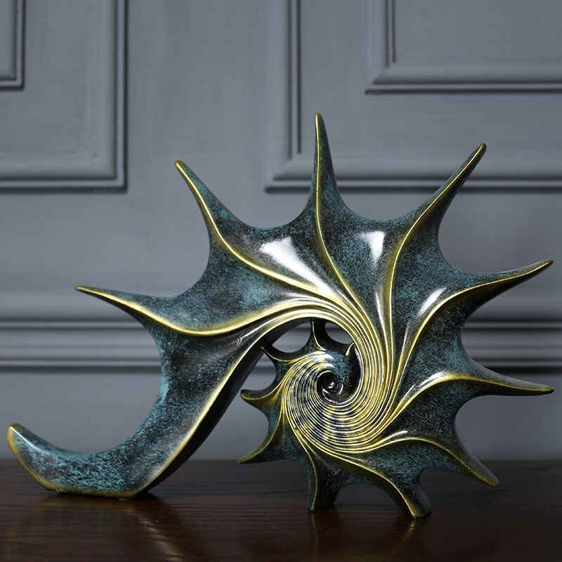 Golden Nautilus Resin Sculpture Modern Art Piece For Living Room Dining Room Office Accessories For Contemporary Interior Decor