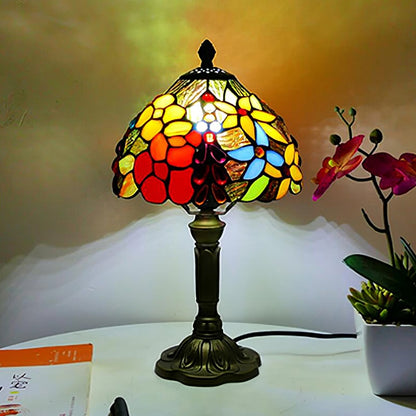 Mediterranean Tiffany Art Table Lamp - Stained Sea Glass Lampshade for Bedside, Bedroom, and Study Room Creative Interior Lighting