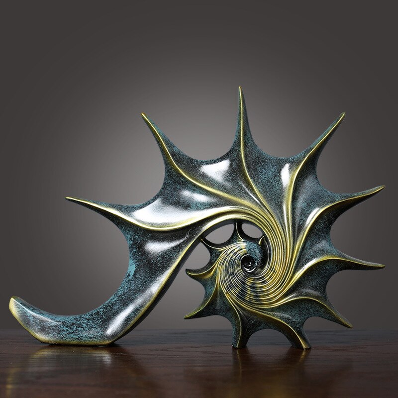 Golden Nautilus Resin Sculpture Modern Art Piece For Living Room Dining Room Office Accessories For Contemporary Interior Decor