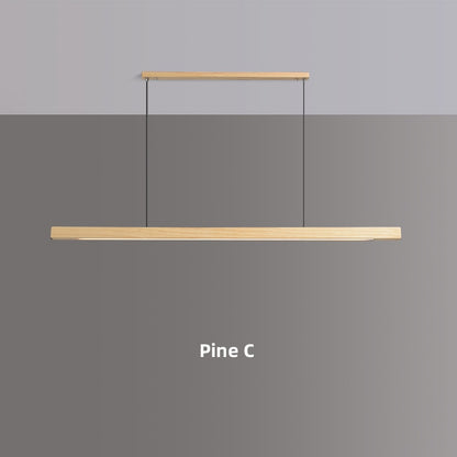Modern Solid Wood Beam LED Pendant Light Fixture Sleek Minimalist Linear Lighting For Dining Room Table Kitchen Island Centrepiece Lighting