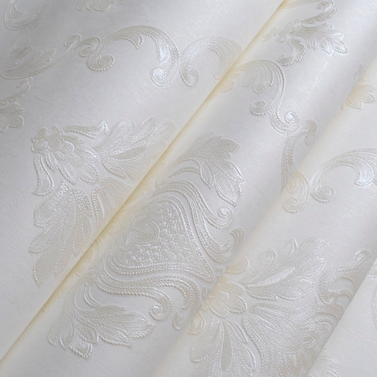 Luxury White Damask Wall Paper Simple Classical Elegant Floral Design Embossed Wallpaper For Living Room Bedroom Boutique Or Salon Home Interior Decor
