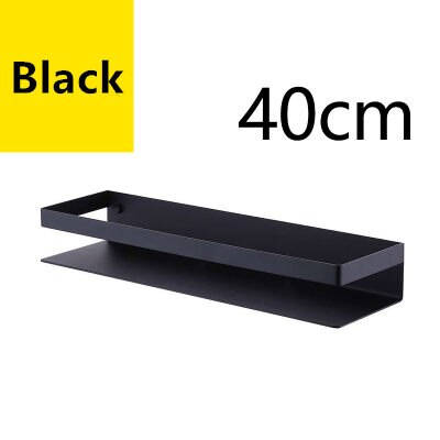 Matt Black Stainless Steel Bathroom Shelf Shower Rack Wall Mounted Modern Angular Design Black Bathroom Accessories Rack