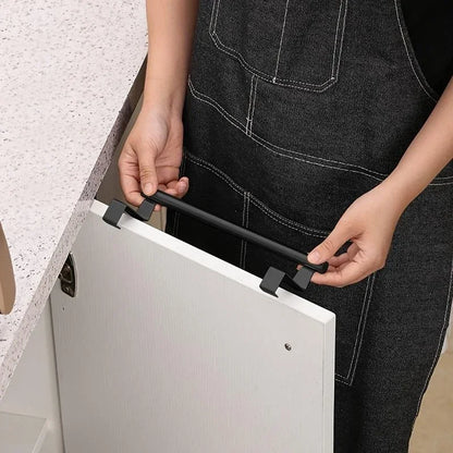 Matte Black Door-Hanging Towel Rack for Kitchen Cabinets – No‑Drill Stainless Steel Space Saving Organizer for Perfect For Kitchen Tea Towels & Bathroom Towels