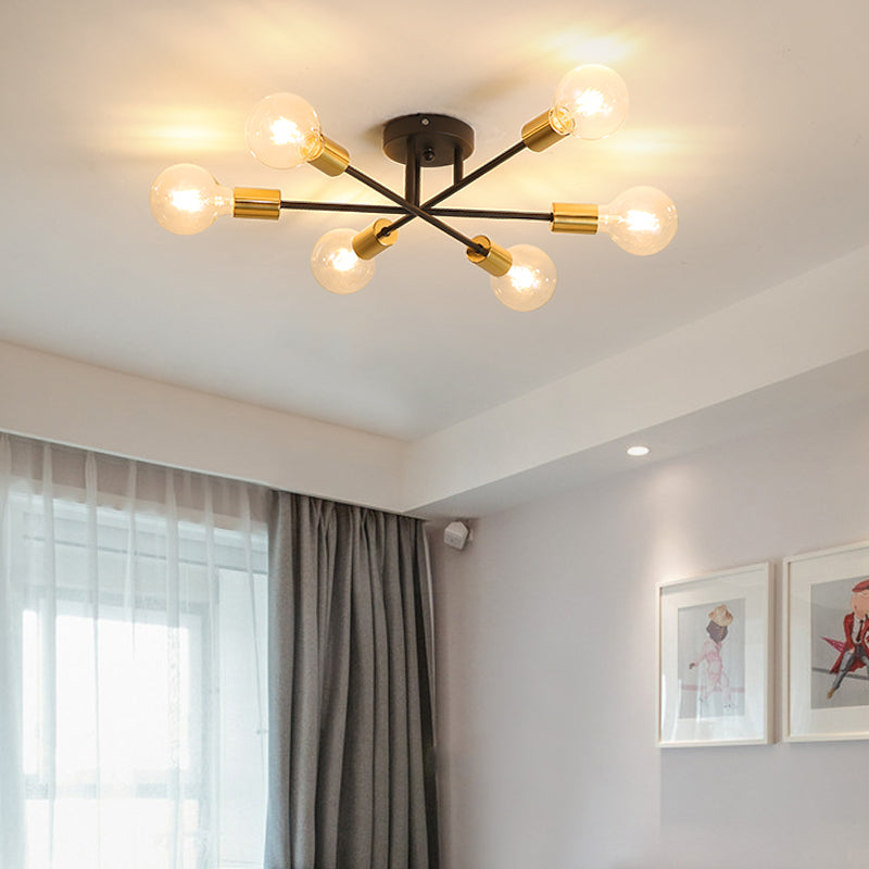Modern Classic Starburst LED Chandelier Brushed Gold Semi-Flush Mounted Ceiling Light For Living Room Dining Room Trending Home Decor
