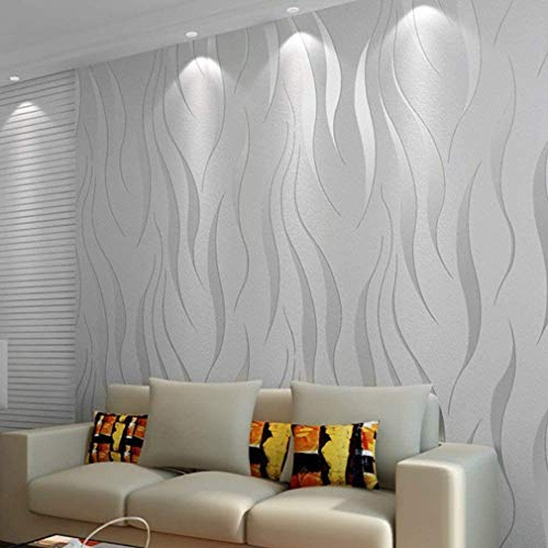Modern Embossed 3D Abstract Curves Wallpaper For Living Room Bedroom Contemporary Home Decor Wavy Stripes Wallpaper