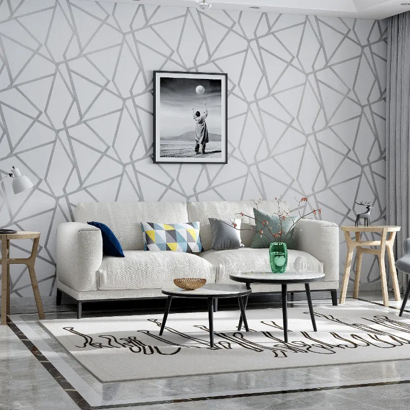 Modern Geometric Patterned Gray Wall Paper Abstract Design Wall Covering For Living Room Bedroom Study Home Office Boutique Or Salon Wall Decor Trending Interior Design