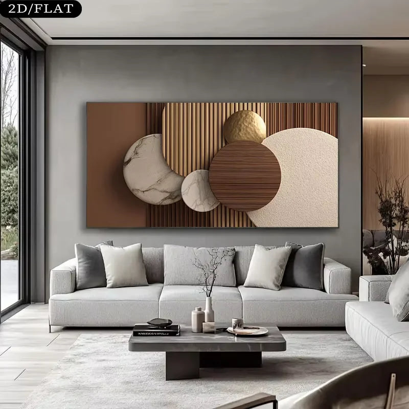 Modern Abstract 2D Flat Large Canvas Wall Art Frameless Neutral Rectangular Panel for Living Room And Office Home Decor