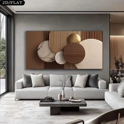 Modern Abstract 2D Flat Large Canvas Wall Art Frameless Neutral Rectangular Panel for Living Room And Office Home Decor