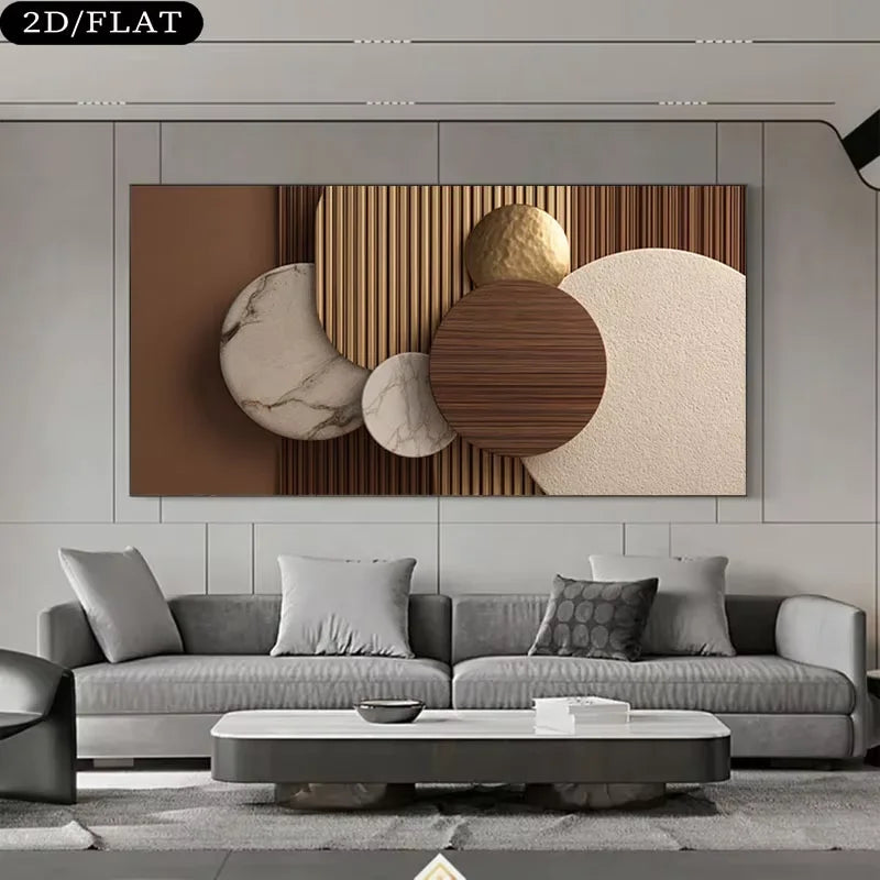 Modern Abstract 2D Flat Large Canvas Wall Art Frameless Neutral Rectangular Panel for Living Room And Office Home Decor