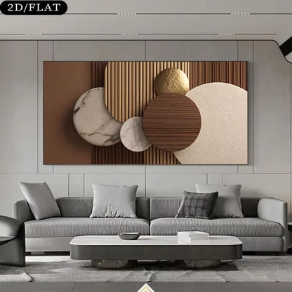 Modern Abstract 2D Flat Large Canvas Wall Art Frameless Neutral Rectangular Panel for Living Room And Office Home Decor