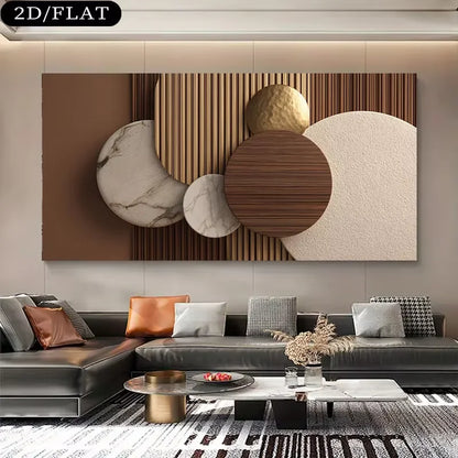 Modern Abstract 2D Flat Large Canvas Wall Art Frameless Neutral Rectangular Panel for Living Room And Office Home Decor