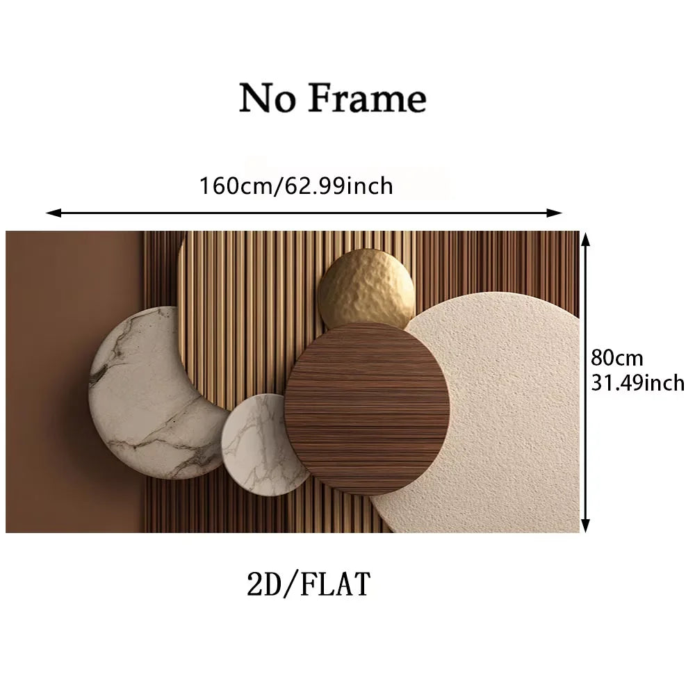 Modern Abstract 2D Flat Large Canvas Wall Art Frameless Neutral Rectangular Panel for Living Room And Office Home Decor