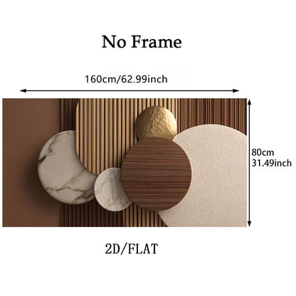 Modern Abstract 2D Flat Large Canvas Wall Art Frameless Neutral Rectangular Panel for Living Room And Office Home Decor
