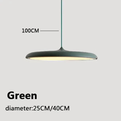 Modern Designer LED Disk Pendant Light – Minimalist Round UFO Style Hanging Lamp Fixture for Dining Table, Kitchen Island & Modern Home Decor