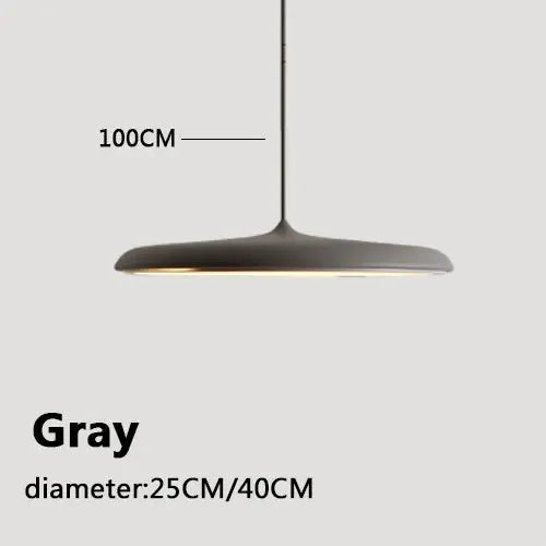 Modern Designer LED Disk Pendant Light – Minimalist Round UFO Style Hanging Lamp Fixture for Dining Table, Kitchen Island & Modern Home Decor